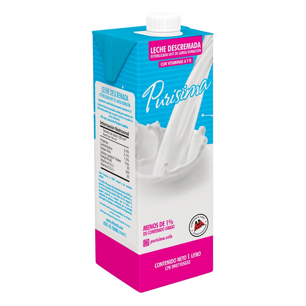 LECHE DESCREMADA PURISIMA 1L