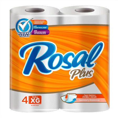 PAPEL HIGIENICO ROSAL PLUS 4R 400H