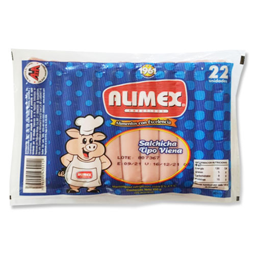 SALCHICHAS VIENA 22UND 450G ALIMEX