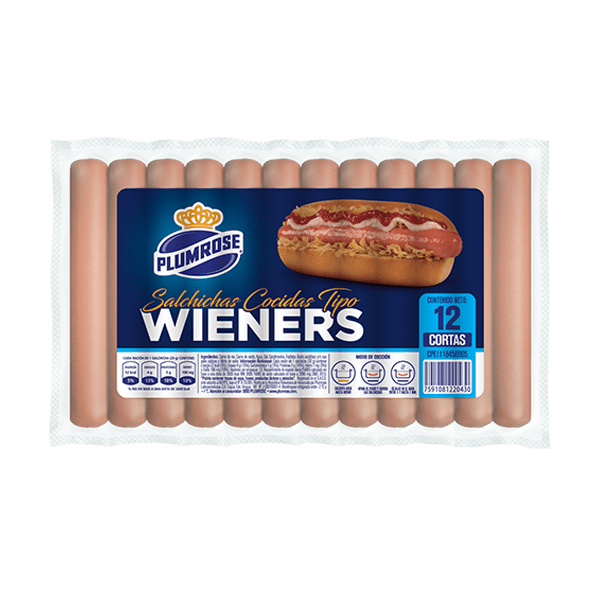 SALCHICHAS WIENERS PLUMROSE CORTA 12und