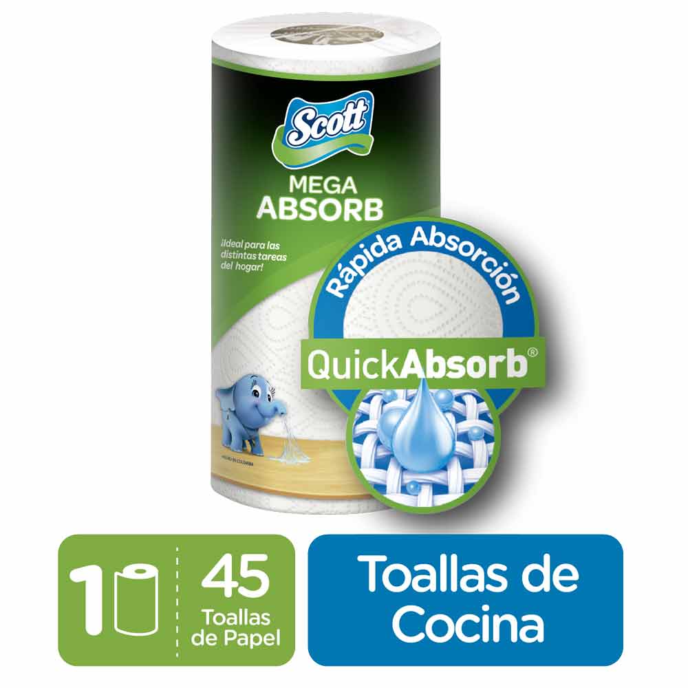 TOALLAS DE PAPEL SCOTT MEGA ABSORB 45H