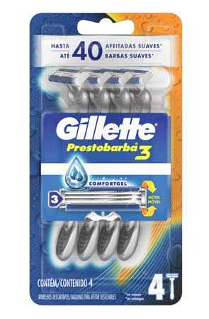 AFEITADORA GILLETTE PRESTOBARBA 3 4und