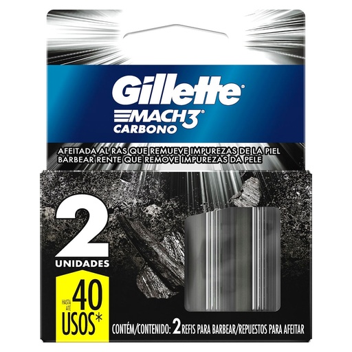 [02954] GILLETTE MACH3 CARBONO 2 REPUESTOS