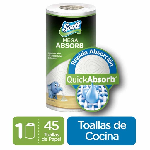 [02680] TOALLAS DE PAPEL SCOTT MEGA ABSORB 45H